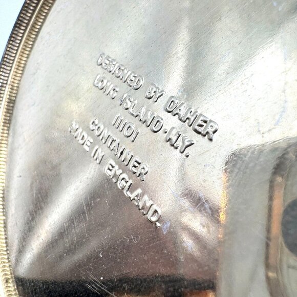 Vtg Daher Floral Tin Canister Lidded Container England Shabby Chic Rose Gold - Picture 3 of 9